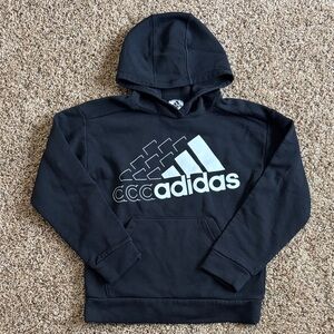 Adidas Boys Fleece Black and White Logo Hoodie Size Medium 10/12